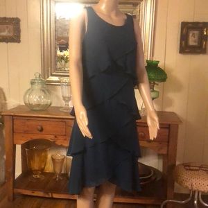 SLNY chiffon tiered cocktail dress 10